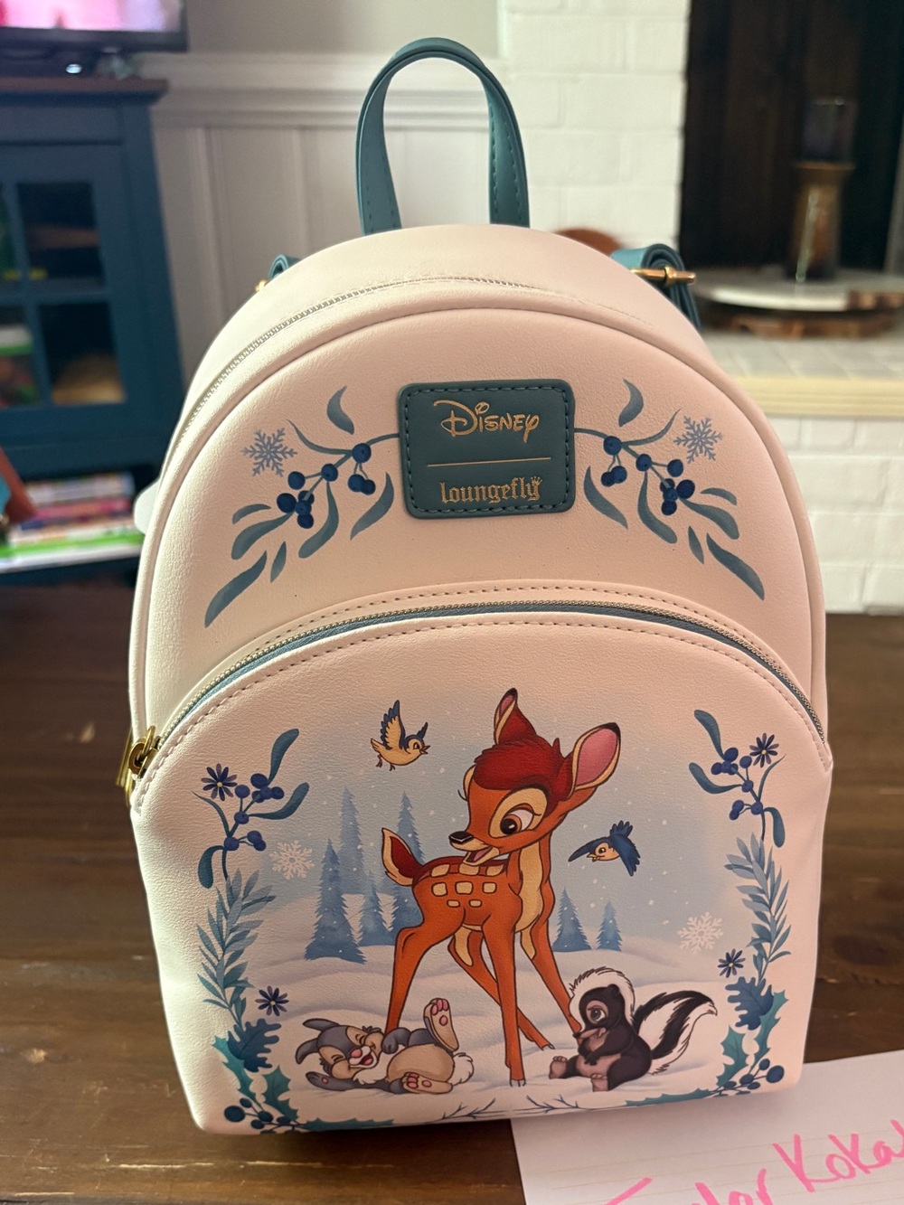 Loungefly Pink Bambi Mini Backpack with Blue Accents